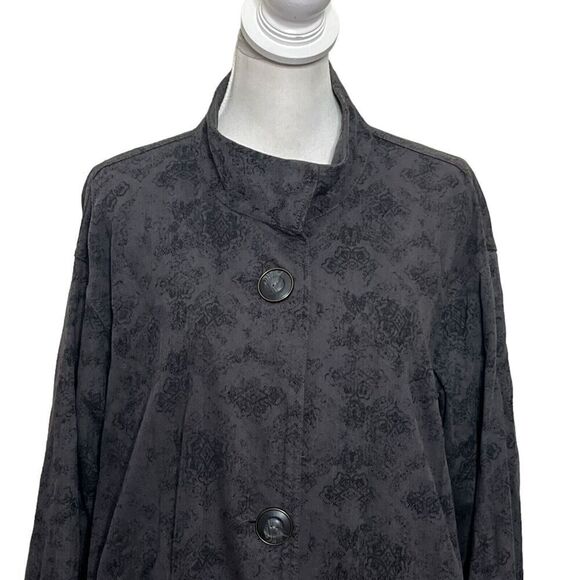 Free People Jacquard Utility Jacket Women’s Size XS Gray Printed Boho Oversized - Picture 3 of 12